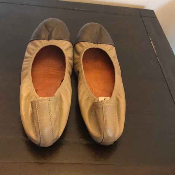 Lanvin Cap Toe Chocolate and Grey Ballerina Flats - Picture 4 of 8